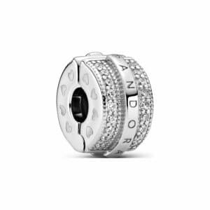 Pandora Charm Signature Funkelnde Pavé-Reihen & Logo Clip 799042C01