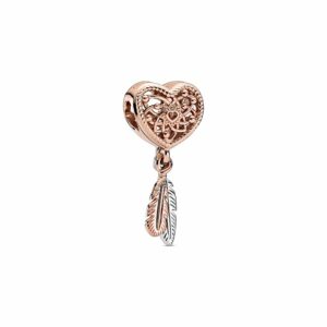 Pandora Charm Moments Offen gearbeitetes Herz & zwei Federn Traumfänger 789068C00